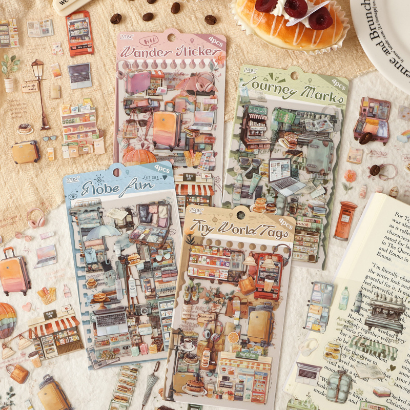 Embellishments For Scrapbooking - Pacote com 4 Adesivos Vintage para