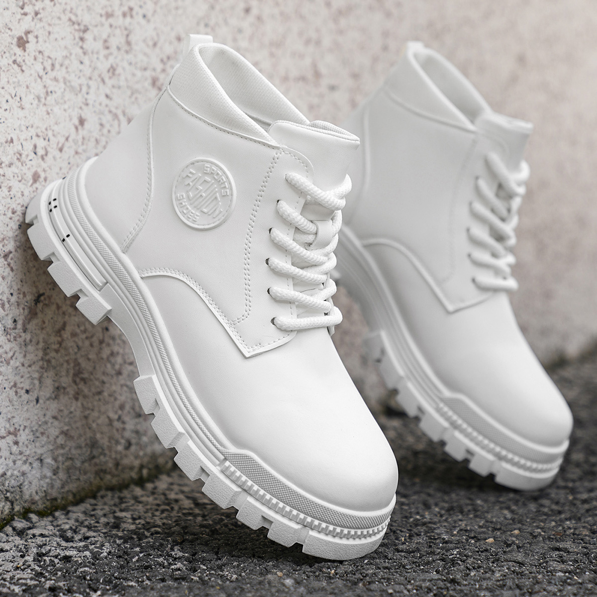 Botas de motocicleta brancas e - Guipure Lace Panel avaliação e preço