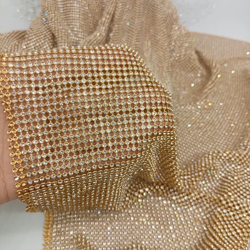 45x120cm base de ouro brilhant - Crystal Mesh Fabric avaliação e preço