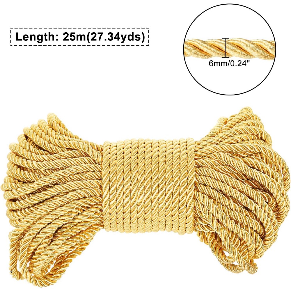 Cabo de ouro 6mm, corda retorc - Cord Trim Twisted avaliação e preço