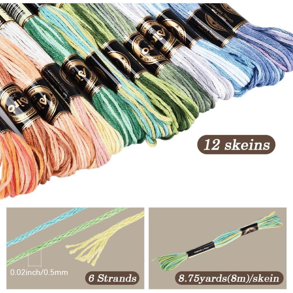 12 Meadas de Linha de Bordar p - Embroidery Embellishments avaliação e preço