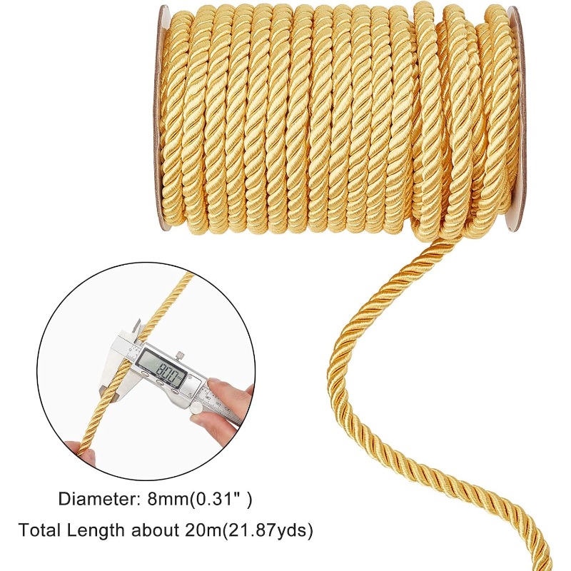 1 rolo 8mm 20 jardas cabo torc - Cord Trim Twisted avaliação e preço